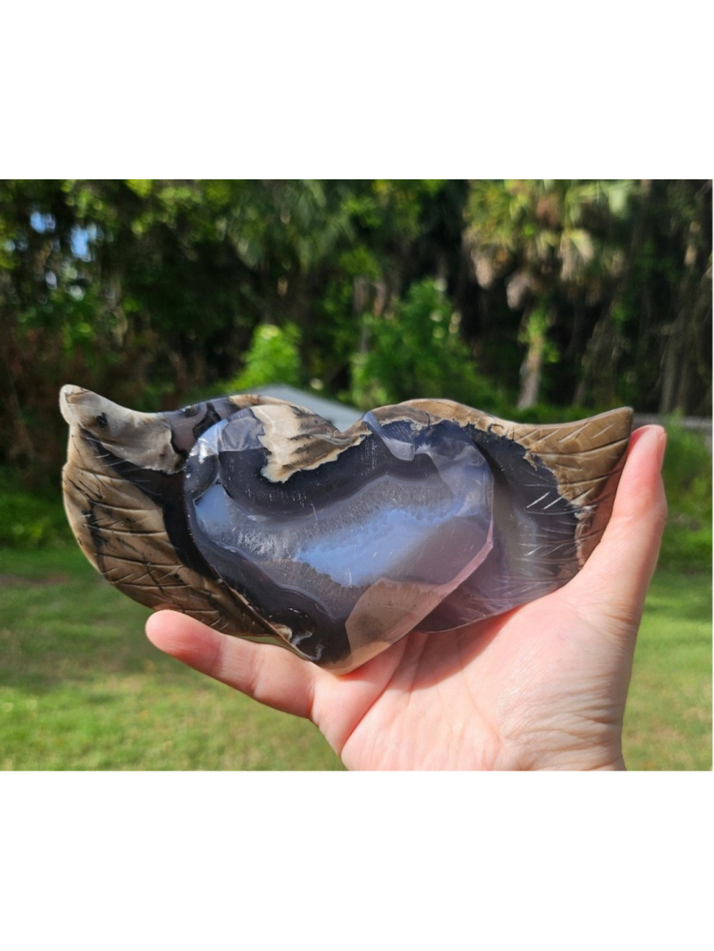 Volcano agate heart wings